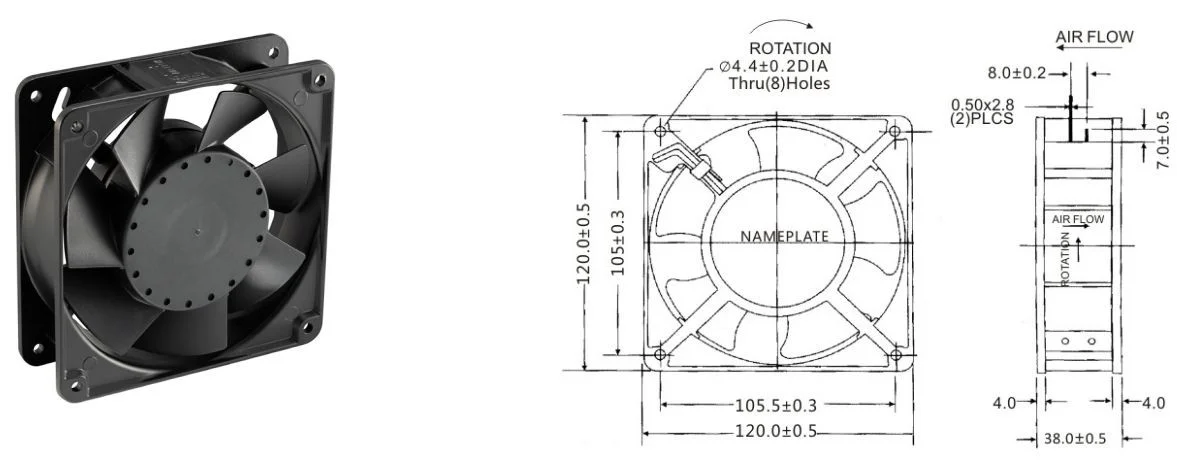Mid-size AC axial air flow fan for panel and equipment cooling — detail image