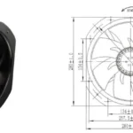 Dimension and detail drawing for the large-frame cabinet cooling fan